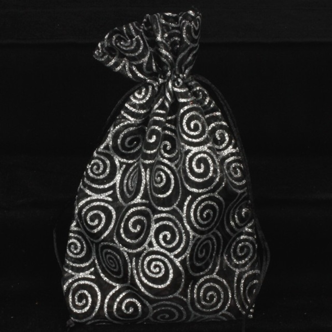 The Ribbon People Pack of 6 Silver and Black Swirl Gift Bags 10.5" x 7.5"